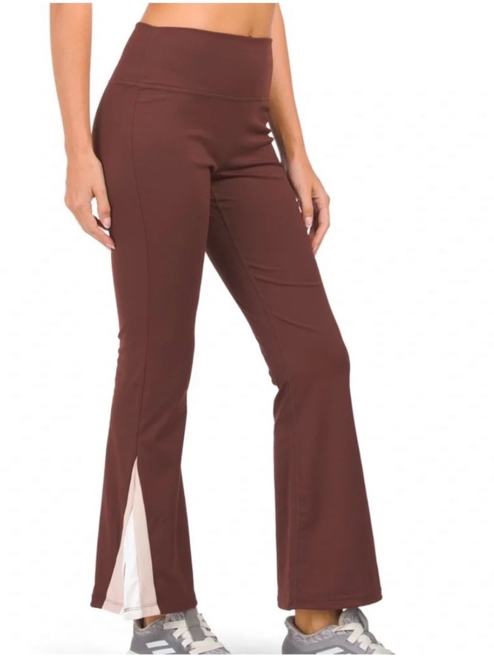 WILO Wide-Leg Split Hem Leggings in Brown